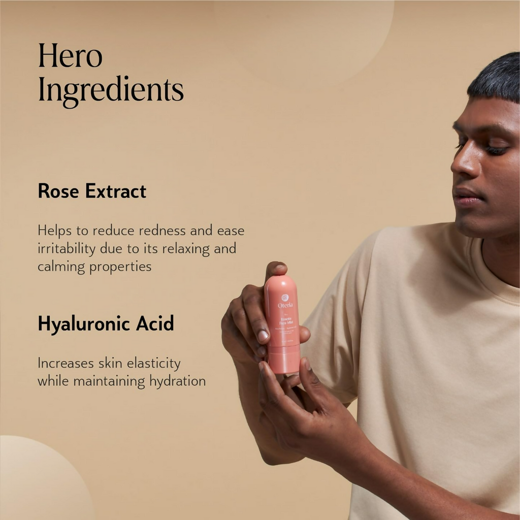 Oteria Luxury Rosette Face Mist Toner with Rose Water & Hyaluronic Acid, Toning Solution For Glowing Skin | Grocsy