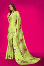 Aayaa Designer Printed Satin Saree - Multi Color | Grocsy