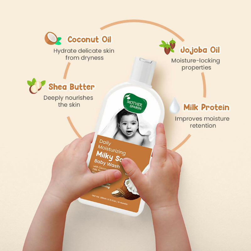 Mother Sparsh Daily Moisturising Milky Soft Baby Wash | Grocsy