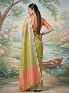 Shree Shyam Fashion Green Tissue Silk Saree | Grocsy