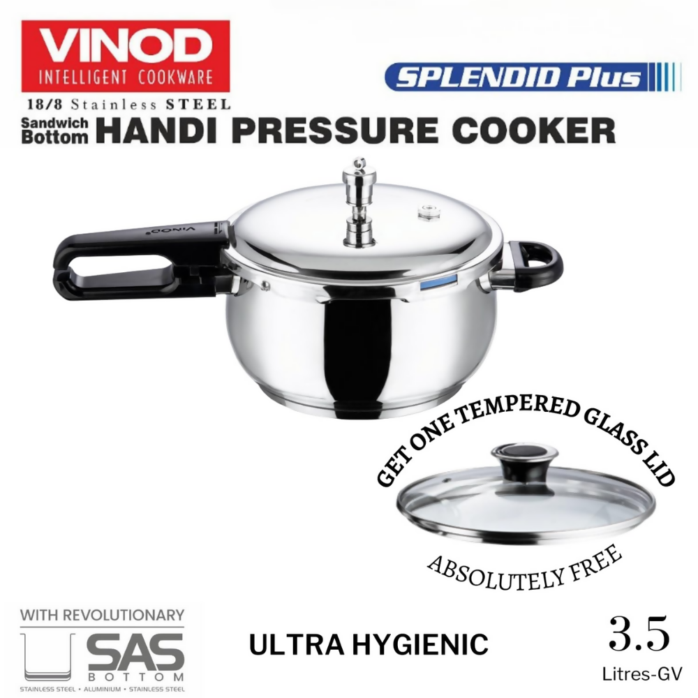 Vinod Splendid Plus Stainless Steel Outer Lid Pressure Cooker | Grocsy
