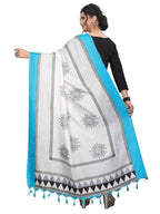 Vamika Blue-White Printed Khadi Bhagalpuri Dupatta | Grocsy
