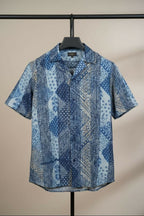 Samudra — Sea Blue Dabu Cotton Shirt by Hilo Design | Grocsy