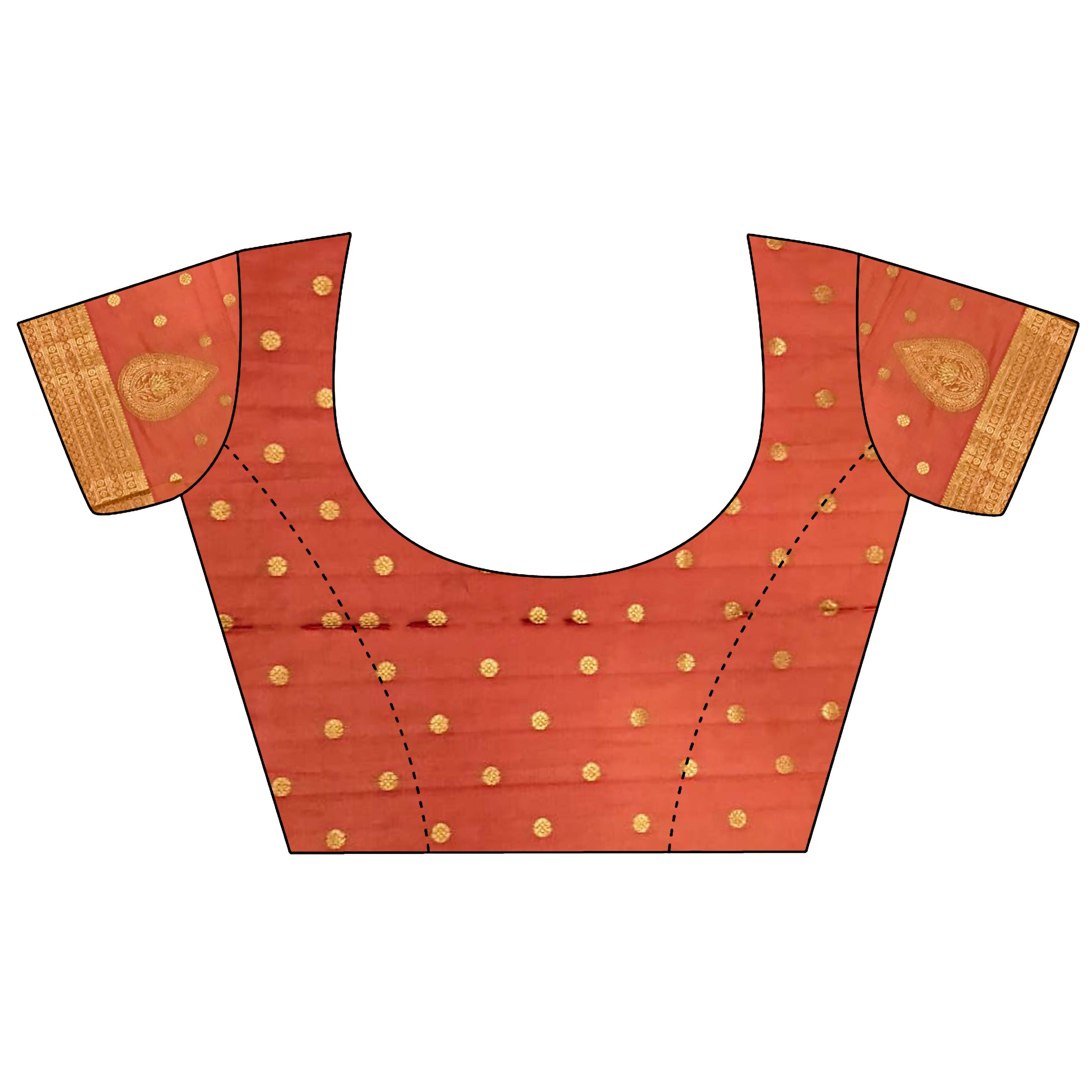 Joban Fashion Orange Motifs Zari Weaving Soft Silk Banarasi Saree | Grocsy