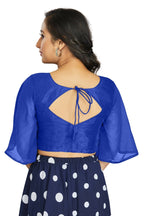 Aastha Fashion Women's Women's Royal Blue Art Silk Umbrella Sleeves Readymade Blouse | Grocsy