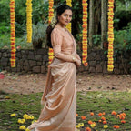 DEIANA'S Beautiful Designer Golden zari Soft Lichi Silk Saree - White | Grocsy