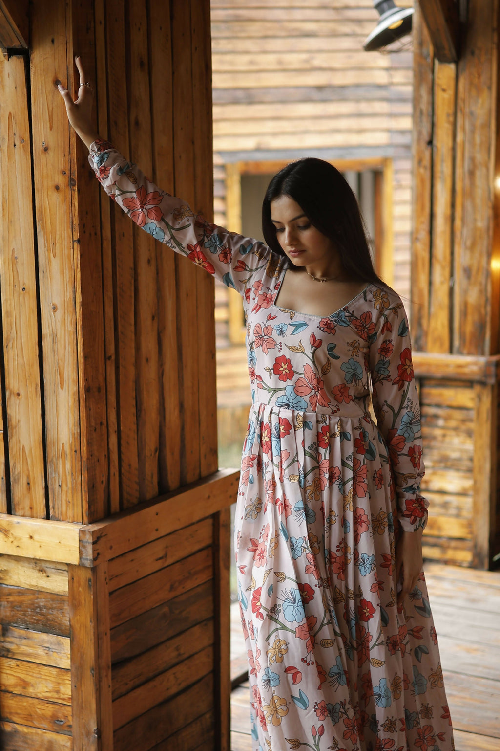 Aayaa Georgette Gown With Heavy Digital Print - Multi Color | Grocsy