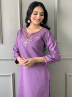 Partywear Designer Purple Viscos Rayon Stitched Suit With Dupatta - Tanisha | Grocsy