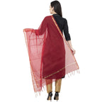 A R Silk Chanderi Piping Regular Dupatta Mehroon Color Dupatta or Chunni | Grocsy