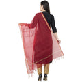 A R Silk Chanderi Piping Regular Dupatta Mehroon Color Dupatta or Chunni | Grocsy