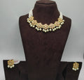 Khavi Arts Enamel Studded Pearl Choker-Peach | Grocsy