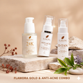 Flawora Set of D-Tan Lotion, Anti Acne Serum and Golden Glow Face Serum | Grocsy