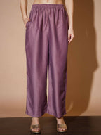 Myshka Mauve Solid Kurta & Palazzos With Dupatta | Grocsy