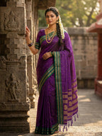 Shree Shyam Fashion Purple Soft Silk Saree | Grocsy