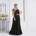 Black Lycra Cord And Sequins Embriodery Saree - Mohmanthan Izzara | Grocsy