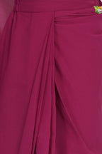 Little Bansi Girls Floral Print Ready to Wear Saree and Floral Blouse - Magenta | Grocsy