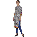 Kanoor Women's Multi Rayon Straight Kurti | Grocsy