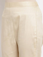 Myshka Beautiful Women's Cream Cotton Solid Casual Trouser | Grocsy