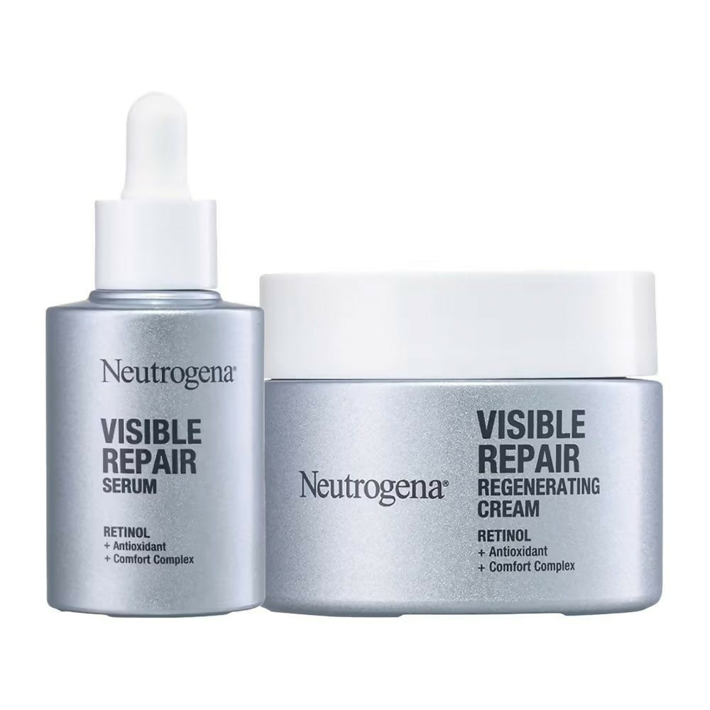 Neutrogena Visible Repair Retinol Face Serum & Moisturizer Duo for Anti-Ageing, Wrinkles, Fine Lines | Grocsy