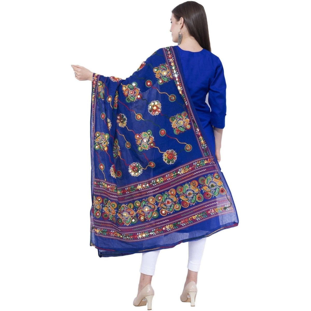 A R Silk Royal Blue Color Gurjari Pure Cotton Dupattas and Chunnis | Grocsy