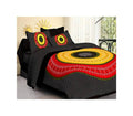 Vamika Printed Cotton Black Color & Multicolor Bedsheet With Pillow Covers (LEOC_BANDJ_BL) | Grocsy
