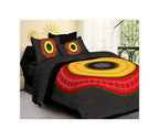 Vamika Printed Cotton Black Color & Multicolor Bedsheet With Pillow Covers (LEOC_BANDJ_BL) | Grocsy