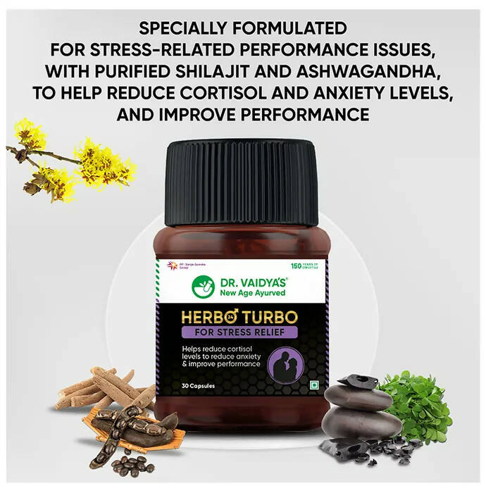 Dr. Vaidya's Herbo 24 Turbo Capsules For Stress Relief | Grocsy