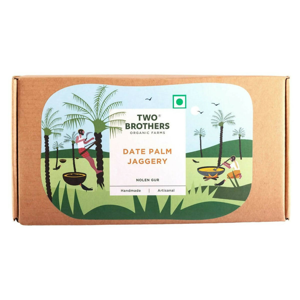 Two Brothers Organic Farms Date Palm Jaggery Solid, Pure Date Palm Sap | Grocsy