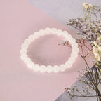 NVR Men & Women White Marbel Crystal Elasticated Bracelet | Grocsy