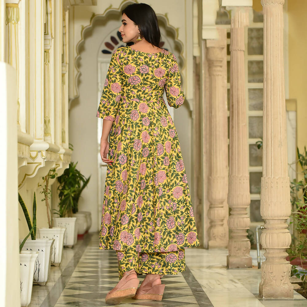 PartyWear Designer Golden Yellow Pure Maslin Palazzo Suit - Anbazaar | Grocsy