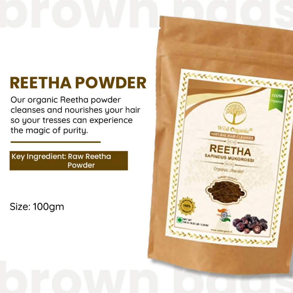Wild Organic Reetha Powder Natural Hair Cleanser | Grocsy