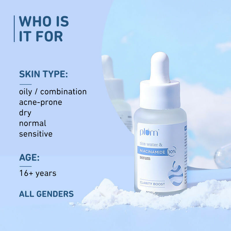 Plum 10% Niacinamide Brightening Face Serum With Rice Water - Fades Blemishes & Dark Spots, Beginner Friendly | Grocsy