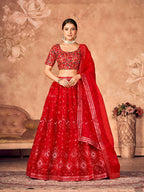 Wedding Designer Red Organzalehengha Choli - Anbazaar | Grocsy