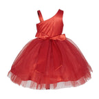 Asmaani Baby Girl's Red Satin Knee Length Frock (AS-DRESS-22148) | Grocsy
