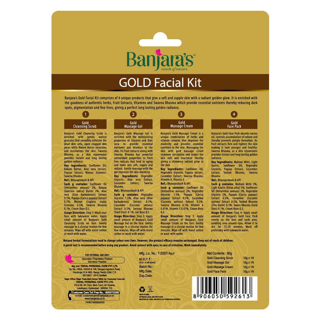 Banjara's Gold Facial kit | Grocsy