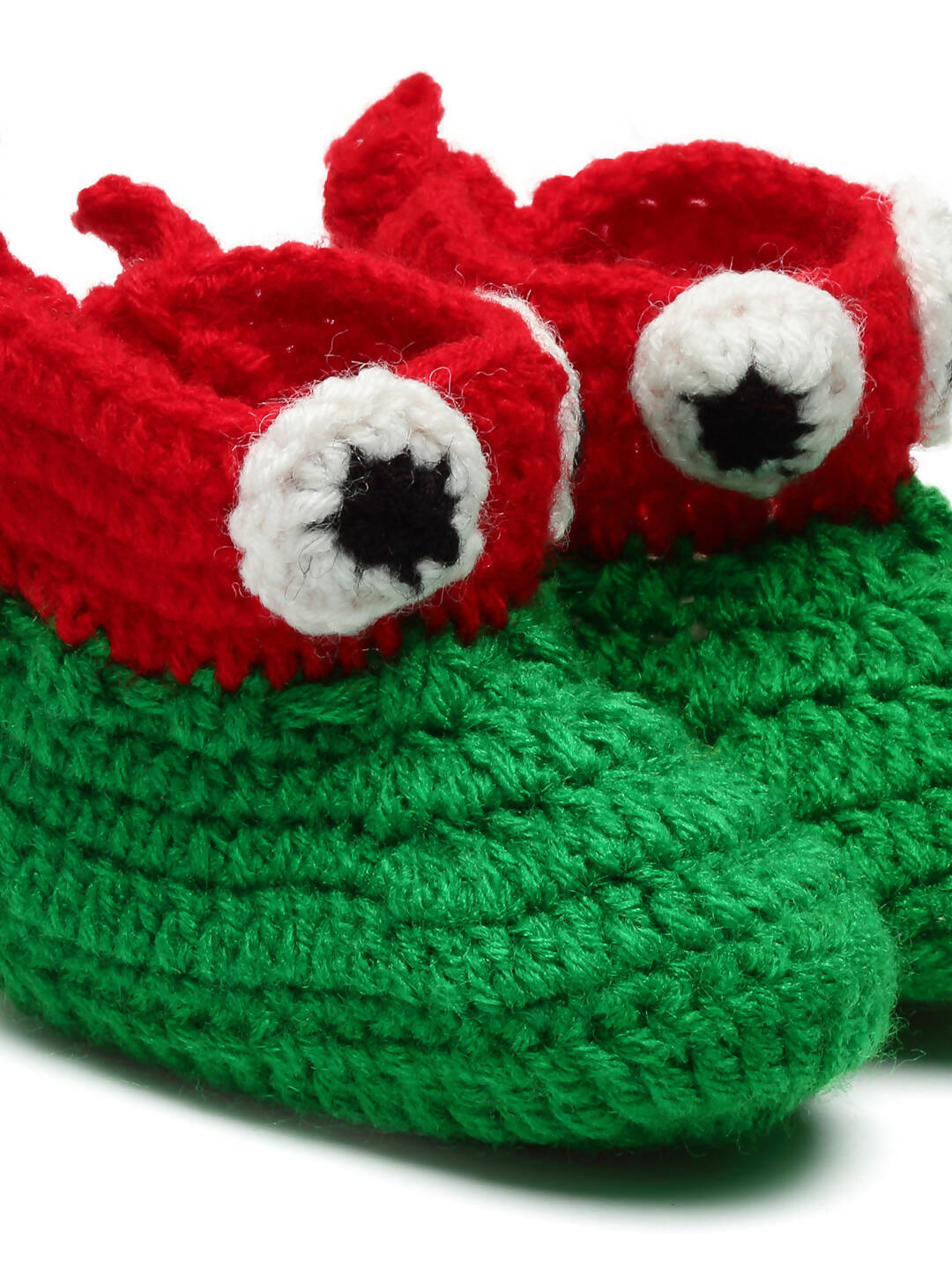 Chutput Kids Woollen Hand Knitted Superhero Detailed Booties - Green | Grocsy