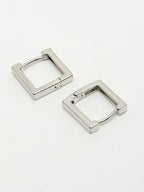 NVR Men's Silver Plated Geomatric Shaped Hoop Earrings | Grocsy
