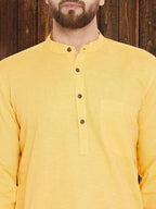 Even Apparels Pure Cotton Yellow Kurta - Yellow | Grocsy