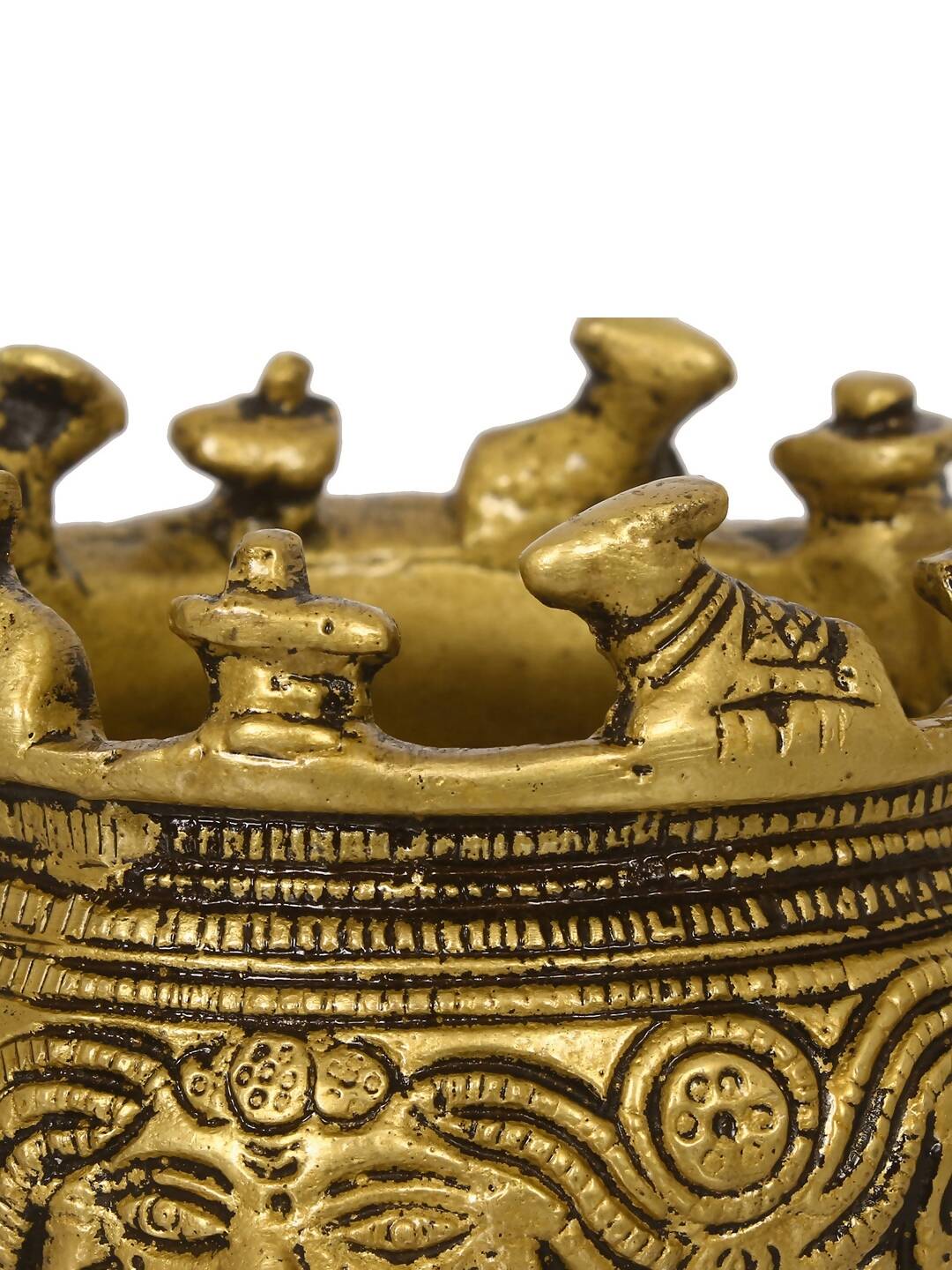 eCraftIndia Gold-Toned Handcrafted Brass Auspicious Nandi Kalash for Religious Offerings | Grocsy