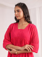 Janasya From Style Master Dobby Georgette Self Design Gathered Top & Bottom Set | Grocsy
