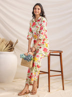 Janasya Off White Cambric Floral Co-Ords | Grocsy