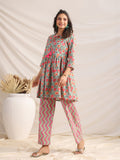 Janasya Sage Cambric Floral Co-Ords | Grocsy