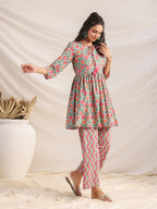 Janasya Sage Cambric Floral Co-Ords | Grocsy