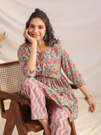 Janasya Sage Cambric Floral Co-Ords | Grocsy