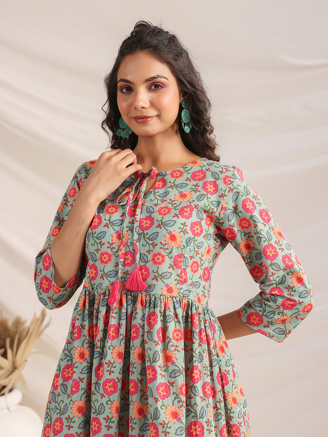Janasya Sage Cambric Floral Co-Ords | Grocsy