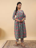 Janasya Green Cambric Ethnic Motifs Co-Ords | Grocsy