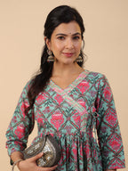 Janasya Green Cambric Ethnic Motifs Co-Ords | Grocsy