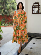 Janasya Multicolour Cambric Floral Dress | Grocsy