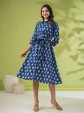 Janasya Dark Cotton Ethnic Motifs Shirt Dress Dress | Grocsy