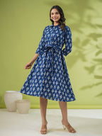 Janasya Dark Cotton Ethnic Motifs Shirt Dress Dress | Grocsy